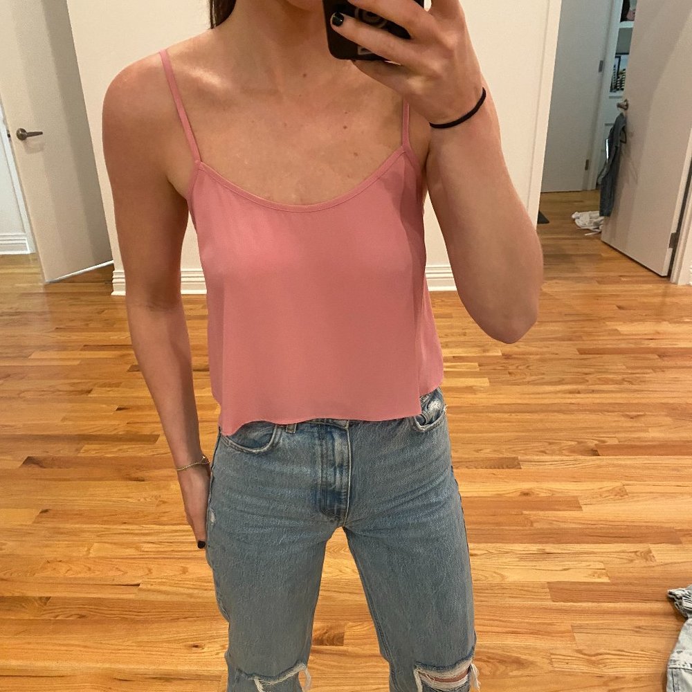 TopShop Pink Chiffon Crop Tank Top